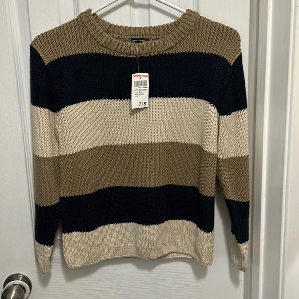 Woodland Brand - Boys Striped Sweater SZ 7-8, Acrylic/Cotton Blend, NWT